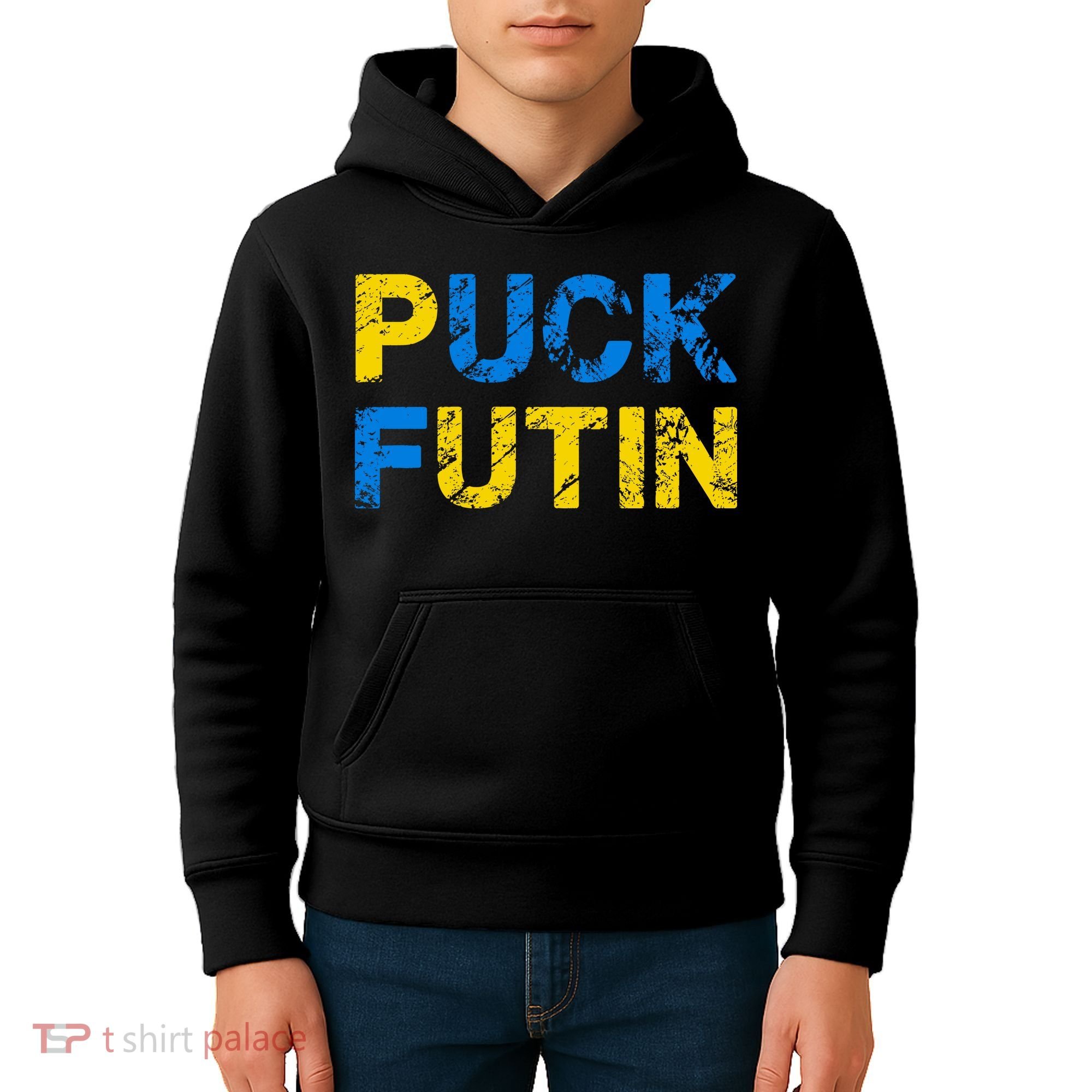I Stand With Ukraine Puck Futin Support Kids Hoodie