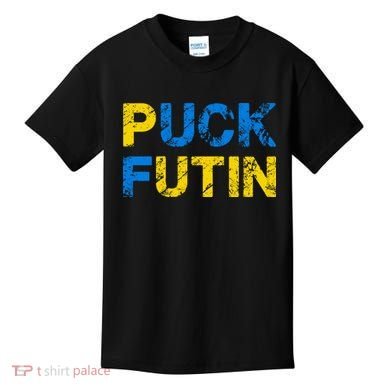 I Stand With Ukraine Puck Futin Support Kids T-Shirt