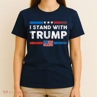 I Stand With Trump American Flag Vintage Pro Trump Make America Great Again T-Shirt thumb 4
