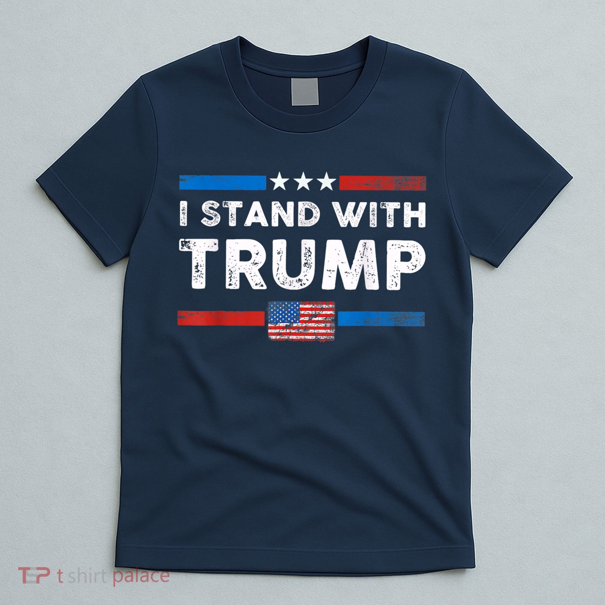 I Stand With Trump American Flag Vintage Pro Trump Make America Great Again T-Shirt