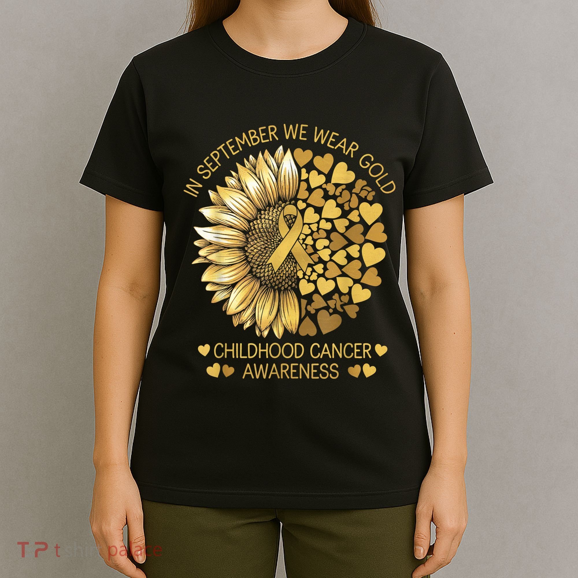 In September We Wear Gold Childhood Cancer Awareness T-Shirt