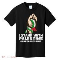 I Stand With Palestine For Their Freedom Free Palestine Kids T-Shirt thumb 0