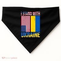 I Stand With Ukraine USA Flag USA-Made Doggie Bandana thumb 0