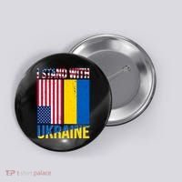 I Stand With Ukraine USA Flag Button thumb 0