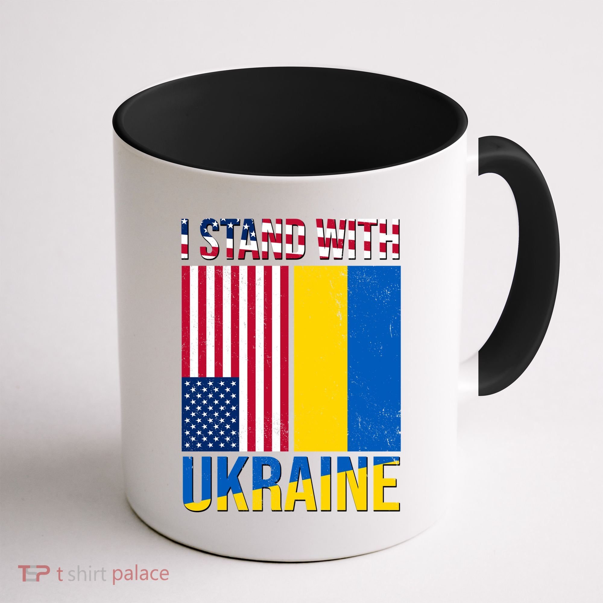 I Stand With Ukraine USA Flag Coffee Mug