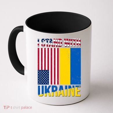 I Stand With Ukraine USA Flag Coffee Mug