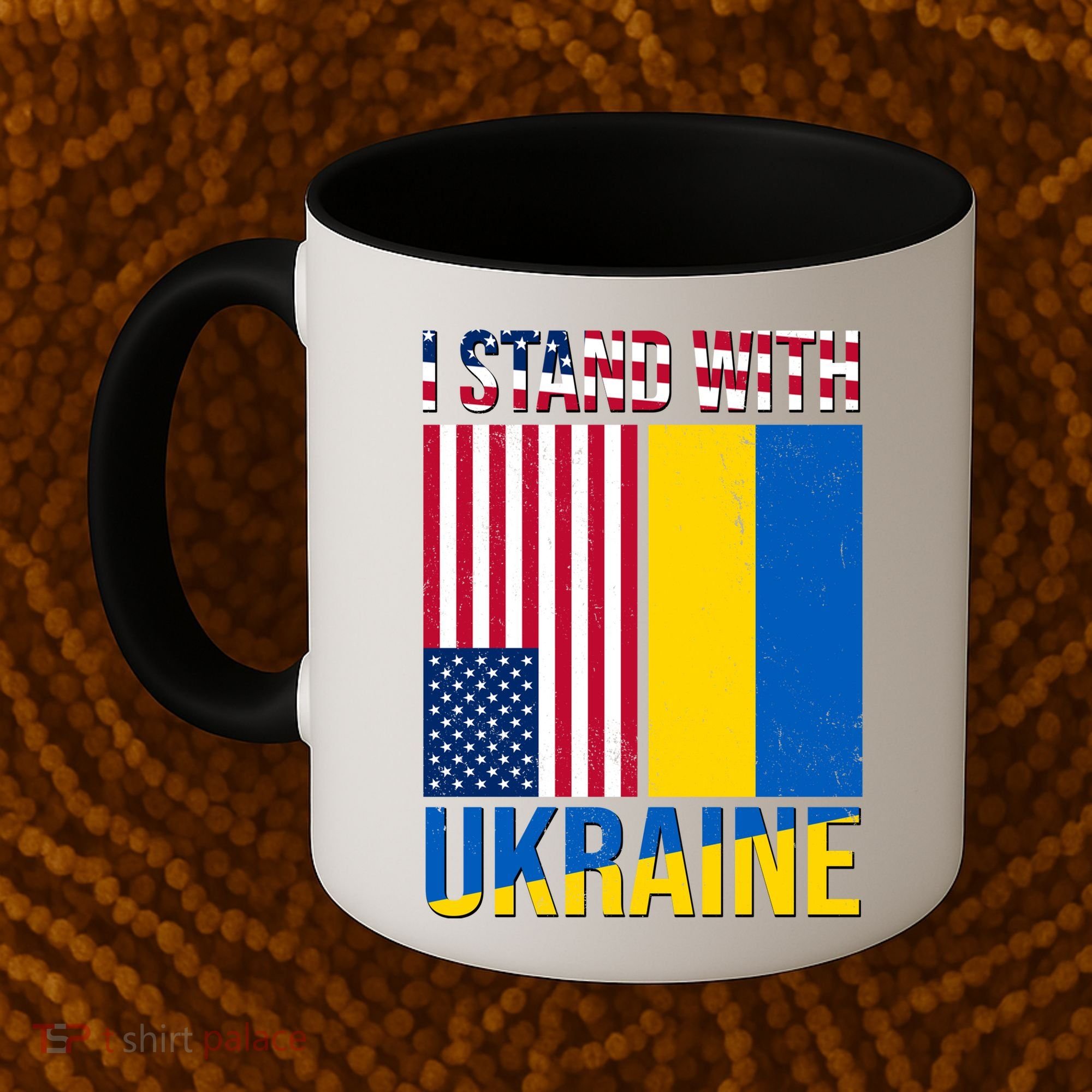 I Stand With Ukraine USA Flag Coffee Mug
