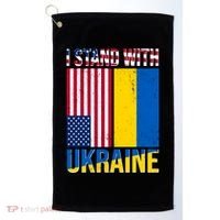 I Stand With Ukraine USA Flag Golf Towel thumb 0