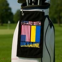 I Stand With Ukraine USA Flag Golf Towel thumb 2