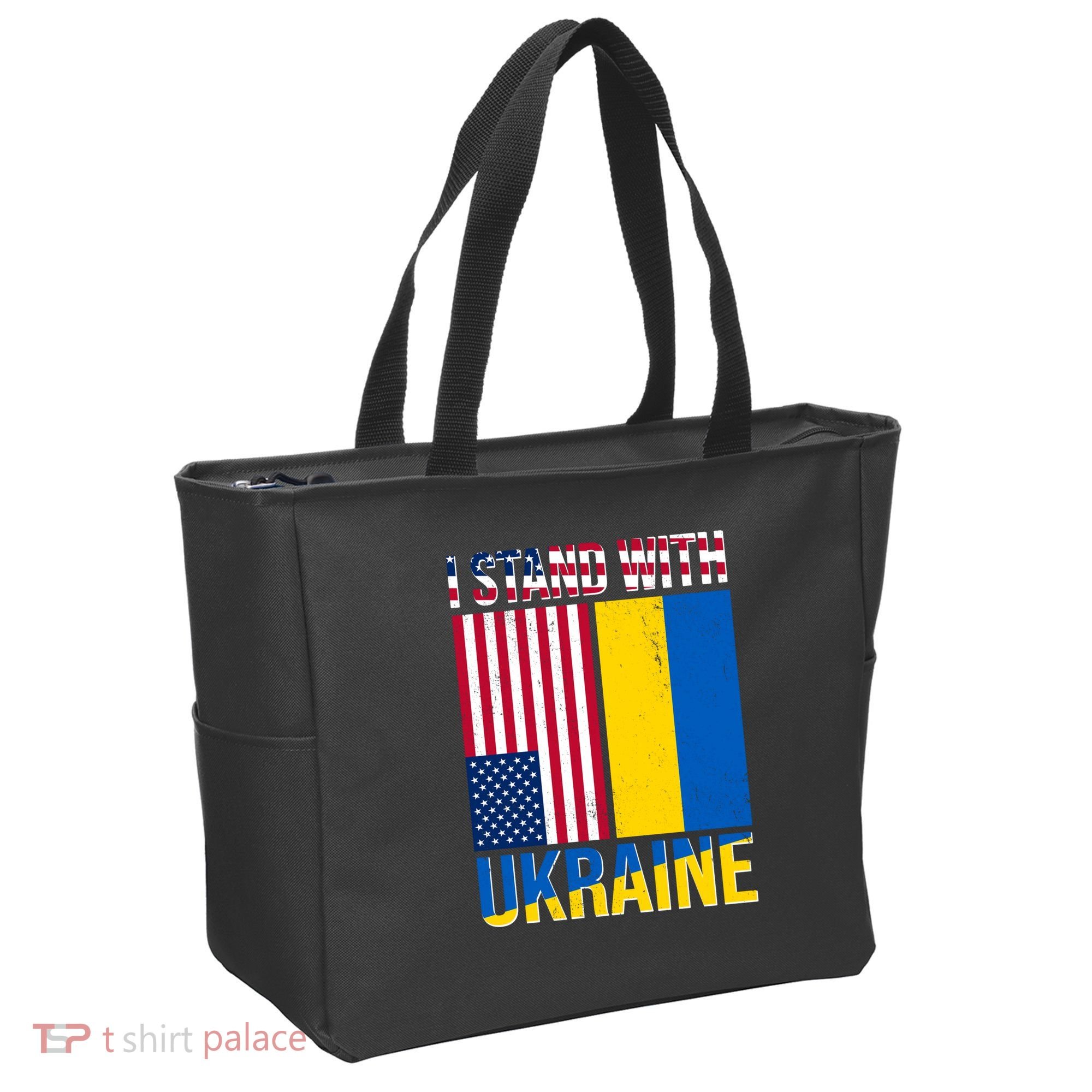 I Stand With Ukraine USA Flag Tote Bag