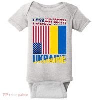 I Stand With Ukraine USA Flag Baby Bodysuit thumb 0