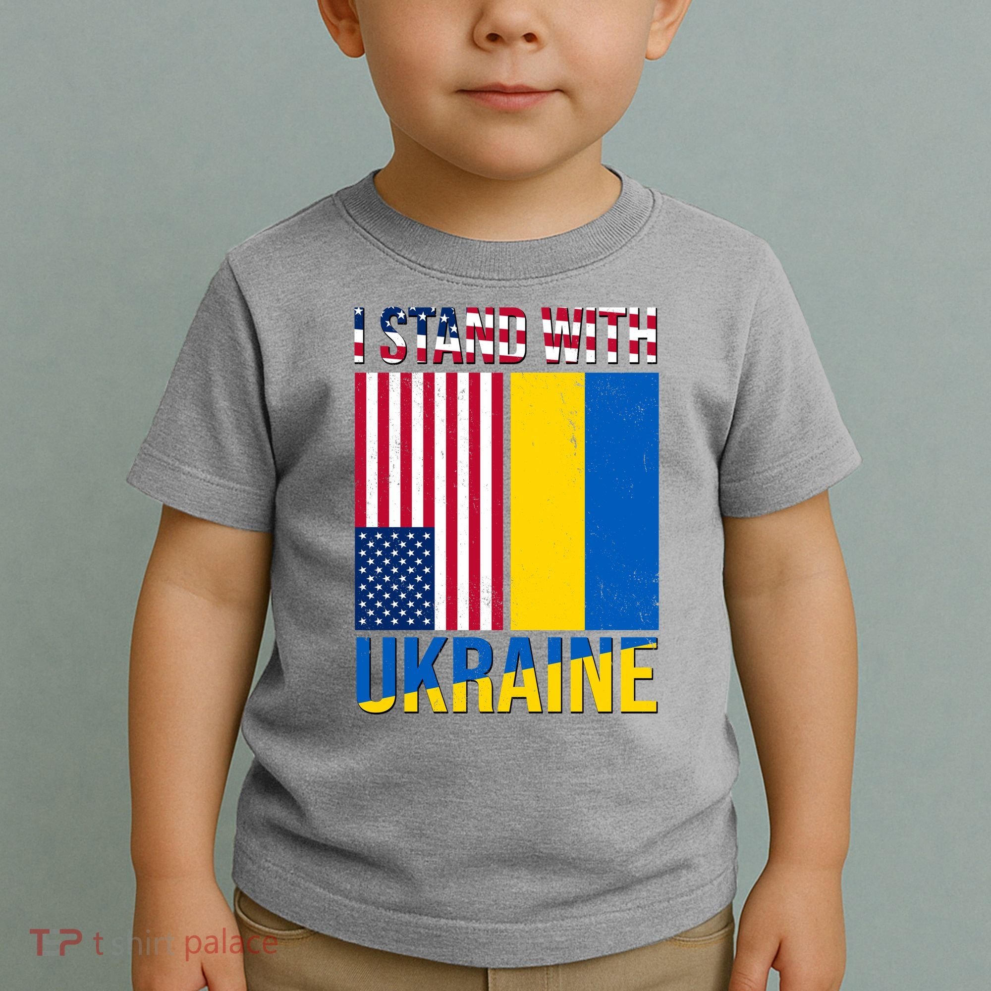 I Stand With Ukraine USA Flag Toddler T-Shirt