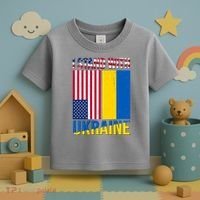 I Stand With Ukraine USA Flag Toddler T-Shirt thumb 3