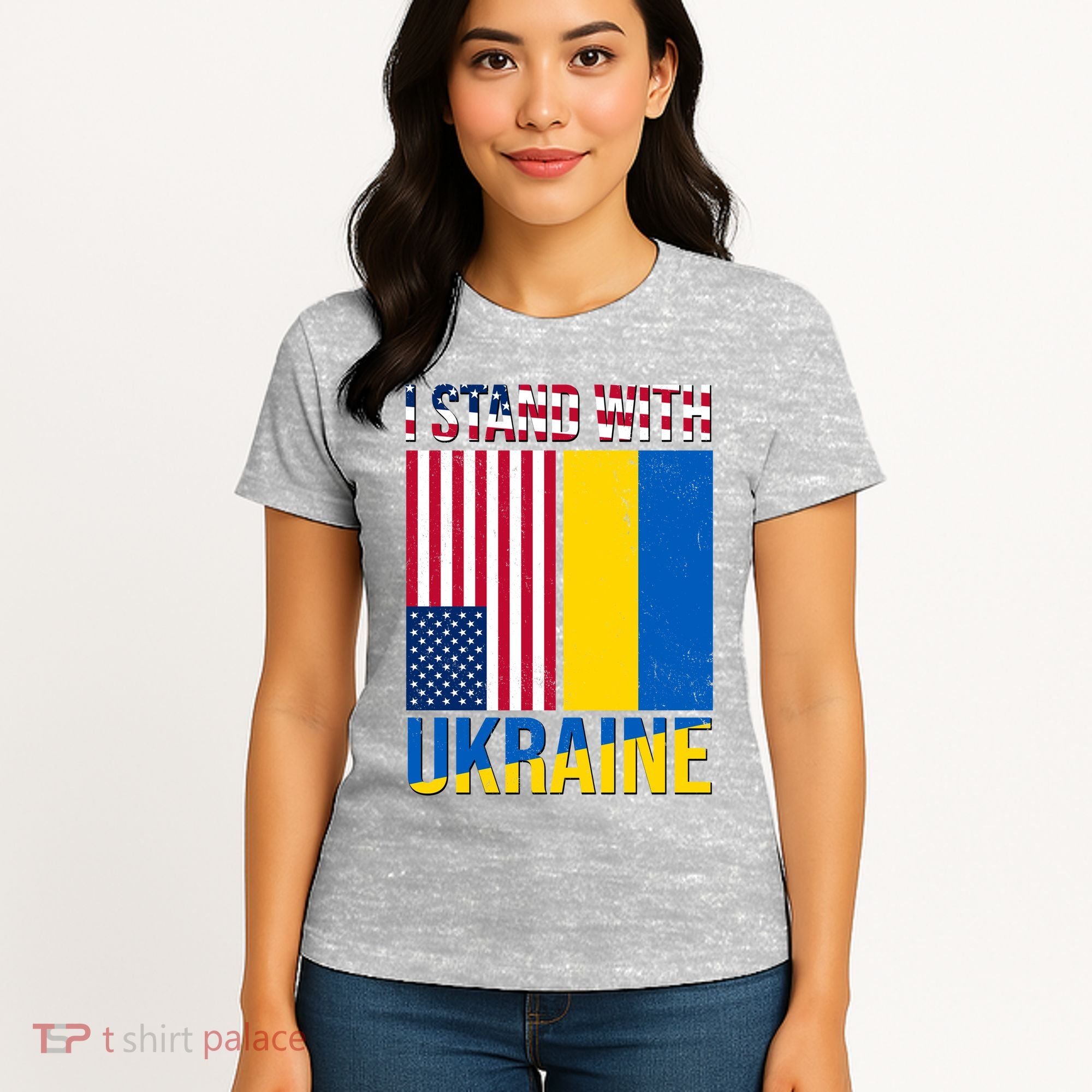 I Stand With Ukraine USA Flag Women's T-Shirt