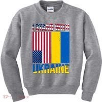 I Stand With Ukraine USA Flag Kids Sweatshirt thumb 0