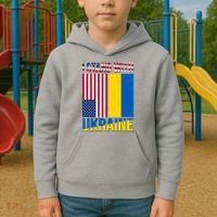 I Stand With Ukraine USA Flag Kids Hoodie thumb 2