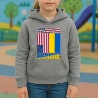 I Stand With Ukraine USA Flag Kids Hoodie thumb 3