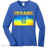 I Stand With Ukraine Gift Ukrainian Flag Ukraine Funny Gift Women's Long Sleeve Shirt thumb 0