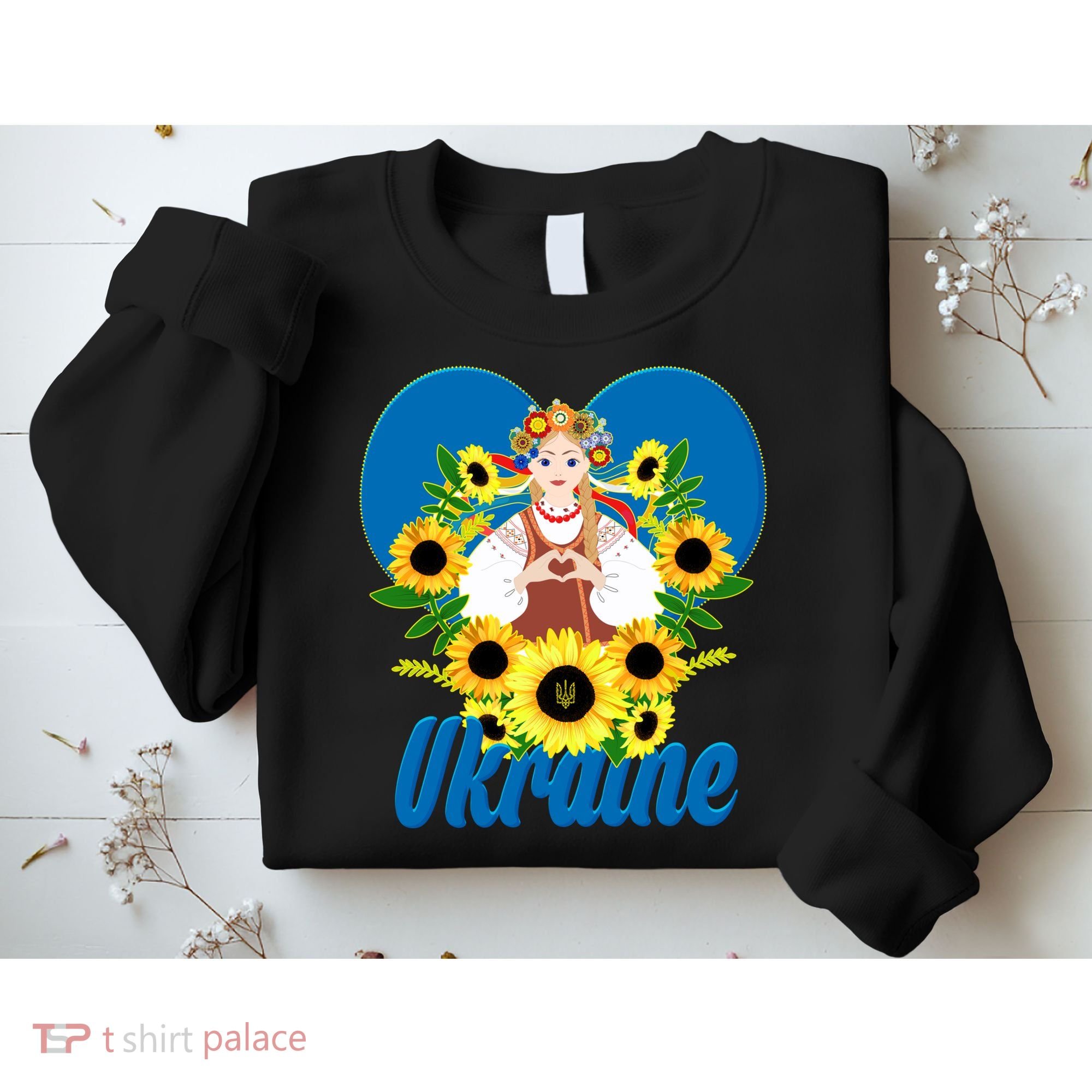 I Stand With Ukraine Traditional Ukrainian Sunflower Girl Sweatshirt