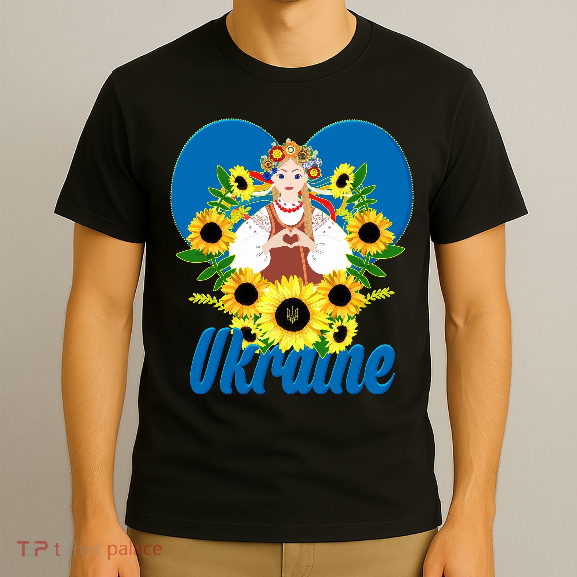 I Stand With Ukraine Traditional Ukrainian Sunflower Girl T-Shirt