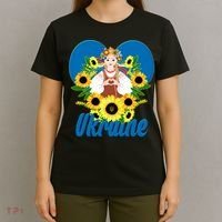 I Stand With Ukraine Traditional Ukrainian Sunflower Girl T-Shirt thumb 4