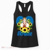 I Stand With Ukraine Traditional Ukrainian Sunflower Girl Women's Tank Top thumb 0