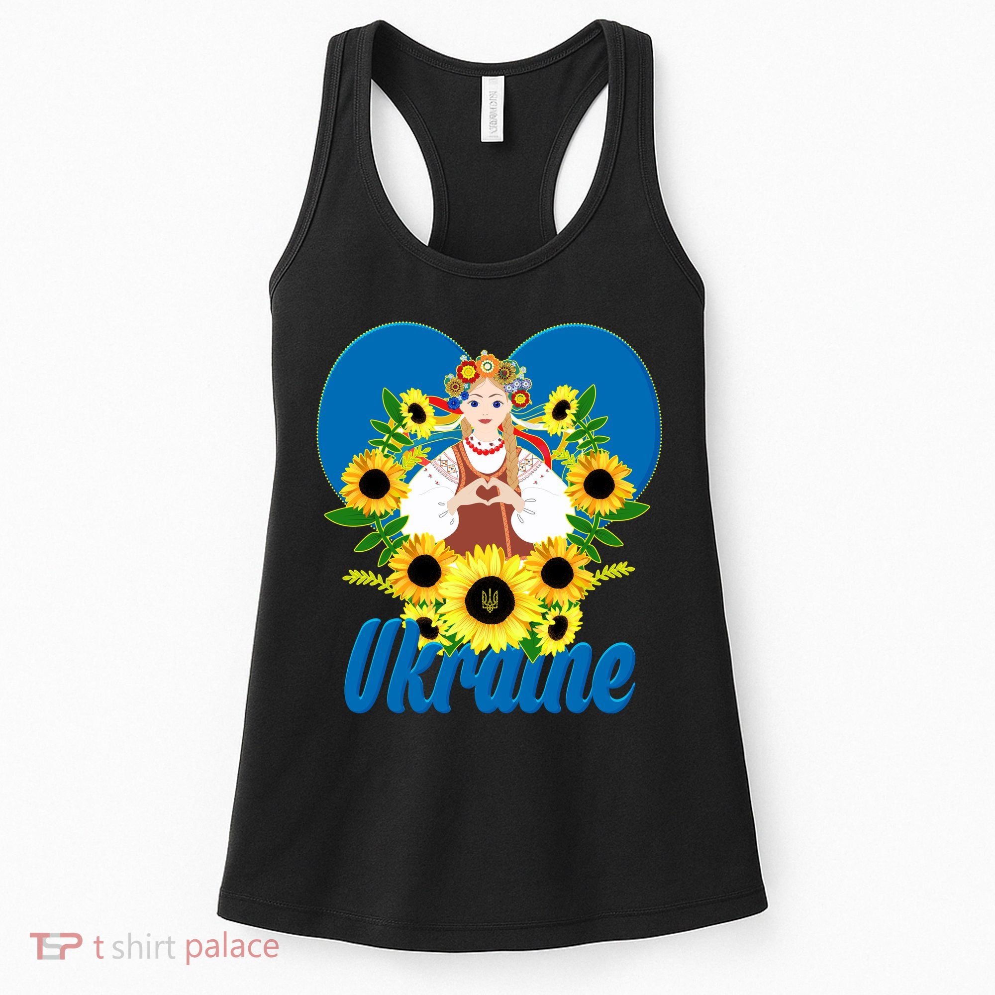 I Stand With Ukraine Traditional Ukrainian Sunflower Girl Women's Tank Top