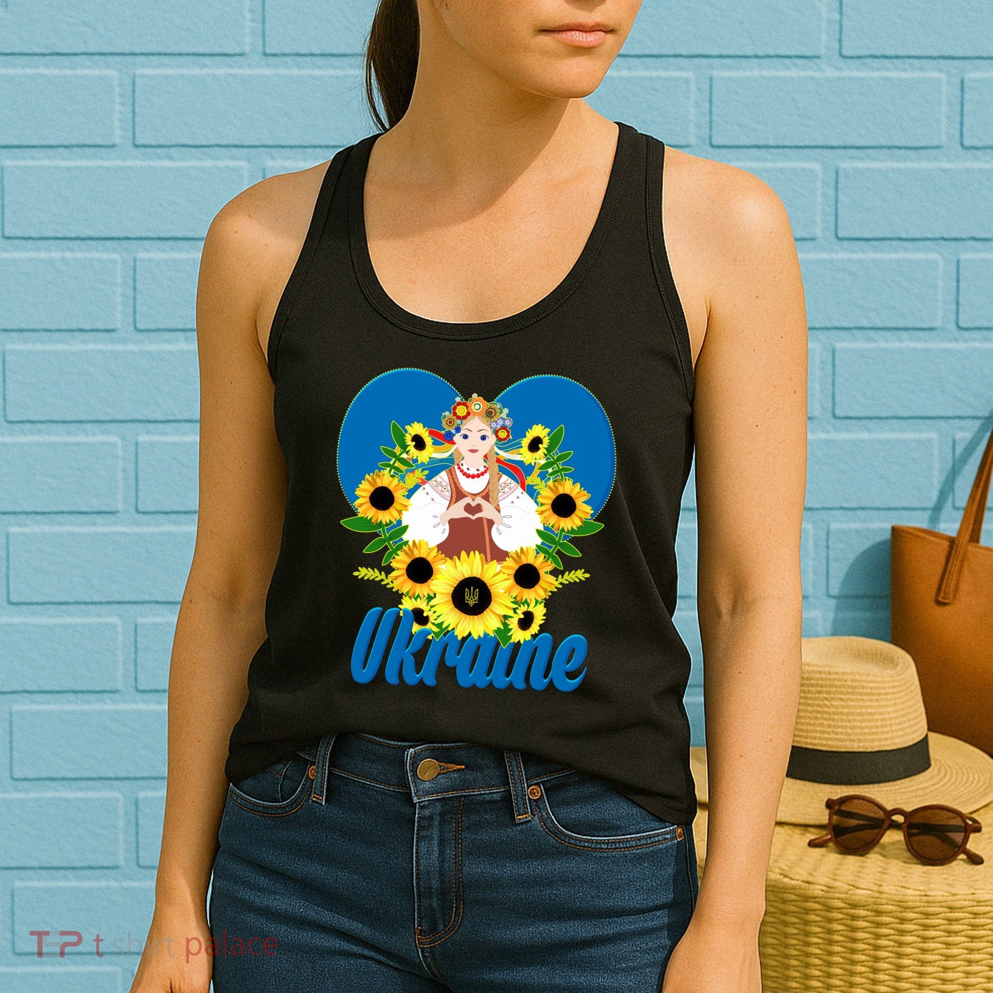 I Stand With Ukraine Traditional Ukrainian Sunflower Girl Women's Tank Top