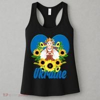 I Stand With Ukraine Traditional Ukrainian Sunflower Girl Women's Tank Top thumb 3