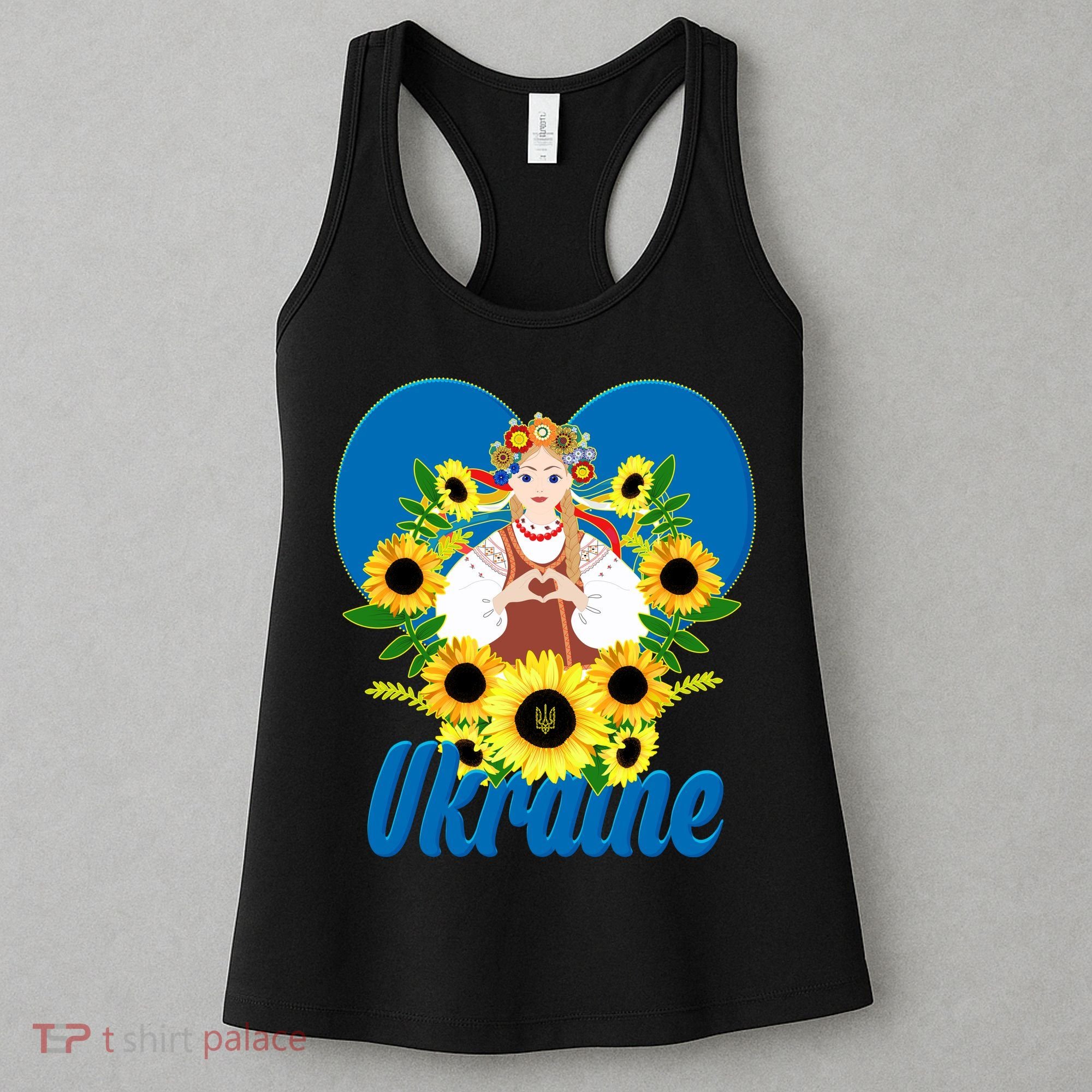 I Stand With Ukraine Traditional Ukrainian Sunflower Girl Women's Tank Top