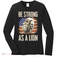 I Stand With Trump Be Strong As A Lion Women's Long Sleeve Shirt thumb 0