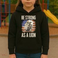 I Stand With Trump Be Strong As A Lion Kids Hoodie thumb 3