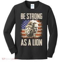 I Stand With Trump Be Strong As A Lion Kids Long Sleeve Shirt thumb 0