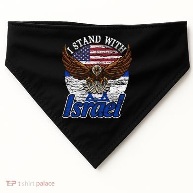 I Stand With Israel Eagle Flag Design USA-Made Doggie Bandana