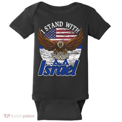 I Stand With Israel Eagle Flag Design Baby Bodysuit