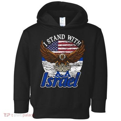 I Stand With Israel Eagle Flag Design Toddler Hoodie