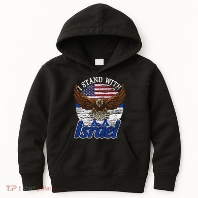 I Stand With Israel Eagle Flag Design Kids Hoodie