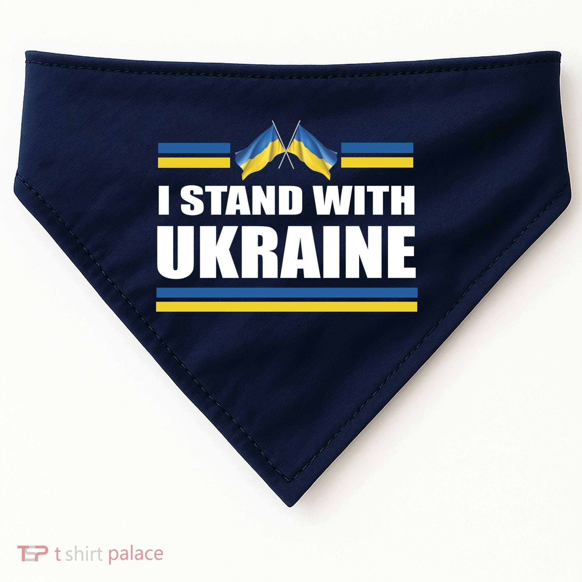 I Stand With Ukraine Ukrainian Flags USA-Made Doggie Bandana
