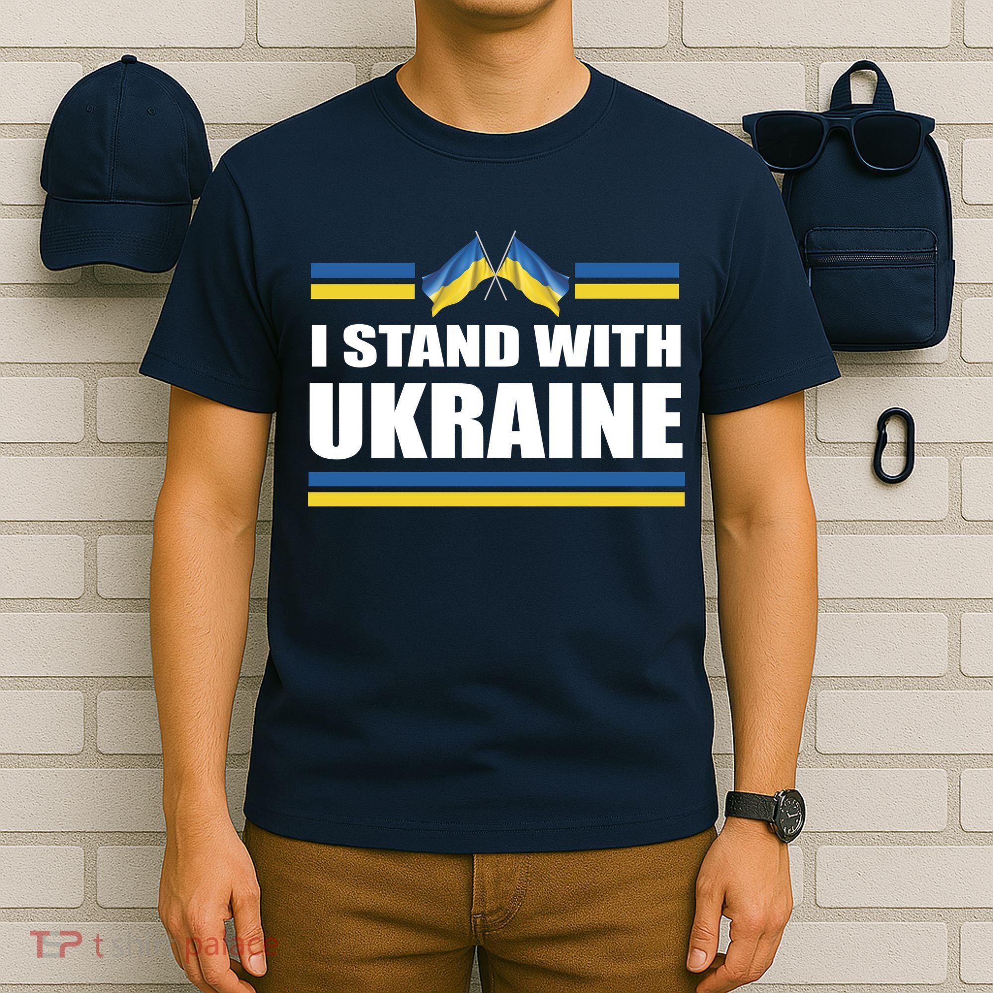 I Stand With Ukraine Ukrainian Flags T-Shirt
