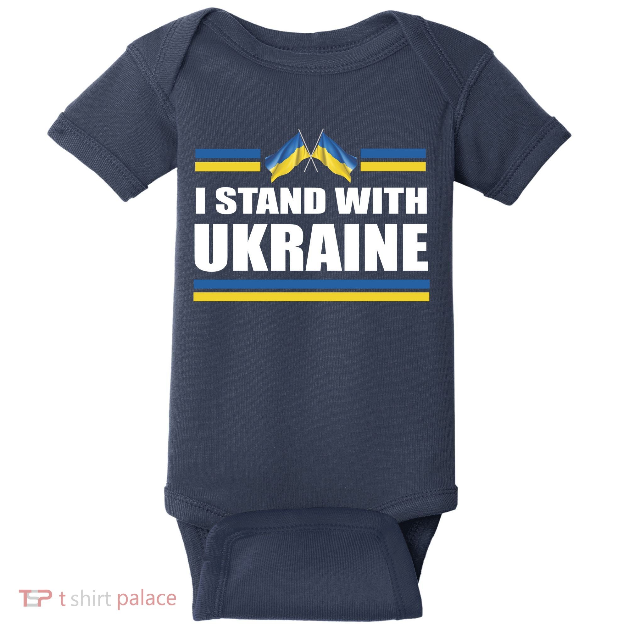 I Stand With Ukraine Ukrainian Flags Baby Bodysuit