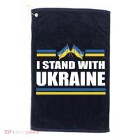 I Stand With Ukraine Ukrainian Flags Golf Towel thumb 0