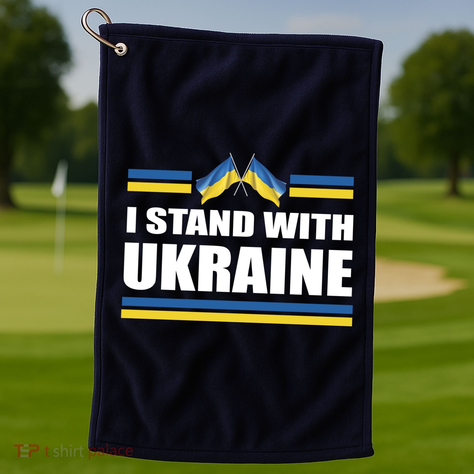 I Stand With Ukraine Ukrainian Flags Golf Towel