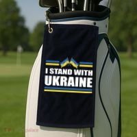 I Stand With Ukraine Ukrainian Flags Golf Towel thumb 2