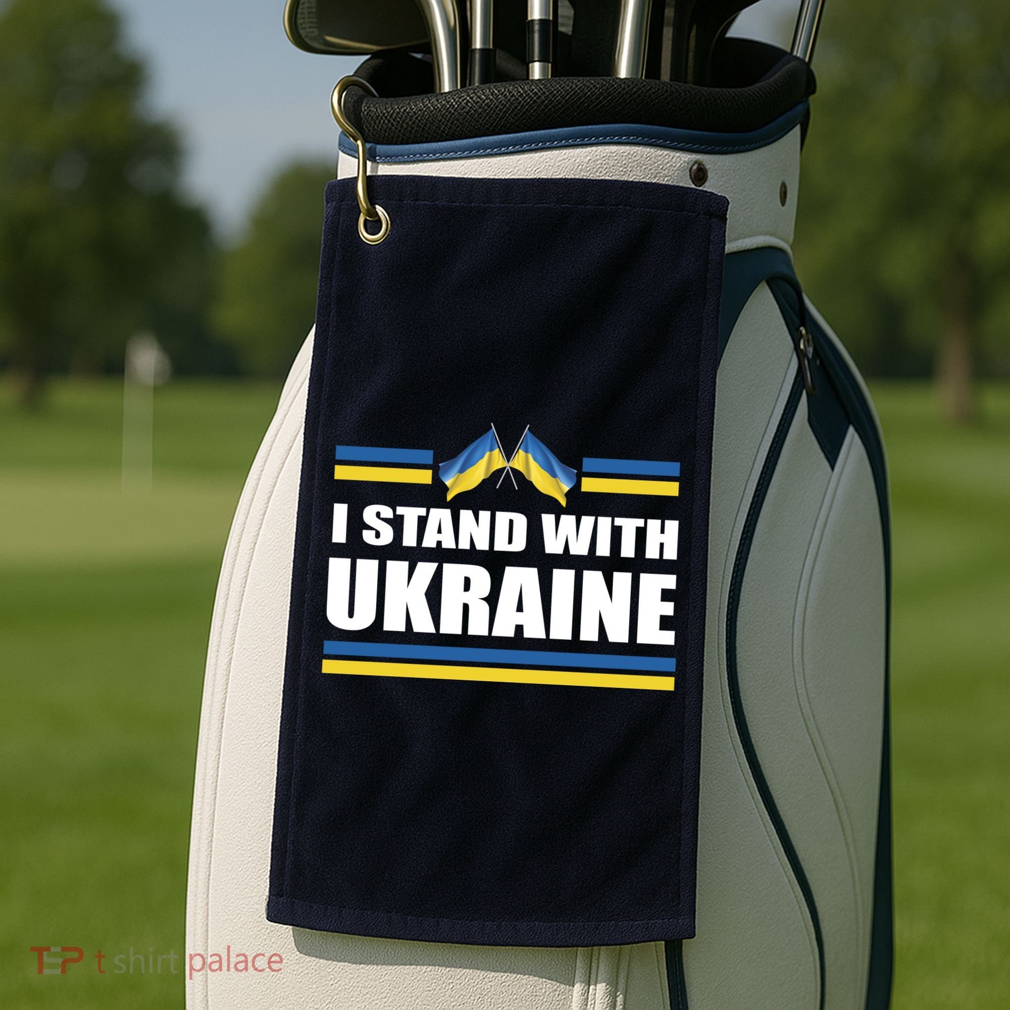 I Stand With Ukraine Ukrainian Flags Golf Towel