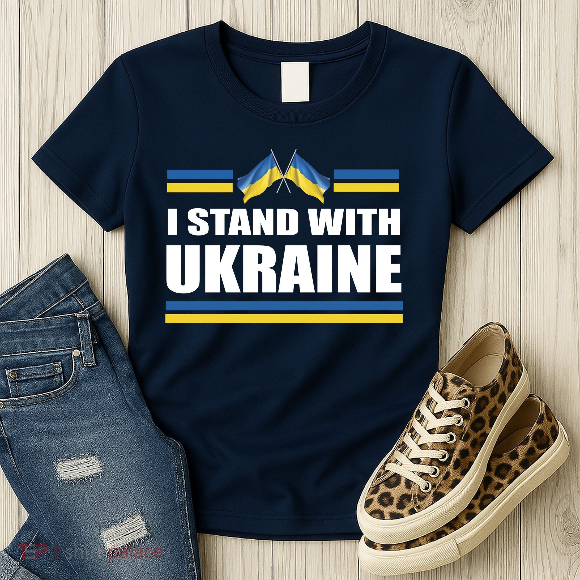 I Stand With Ukraine Ukrainian Flags Women's T-Shirt