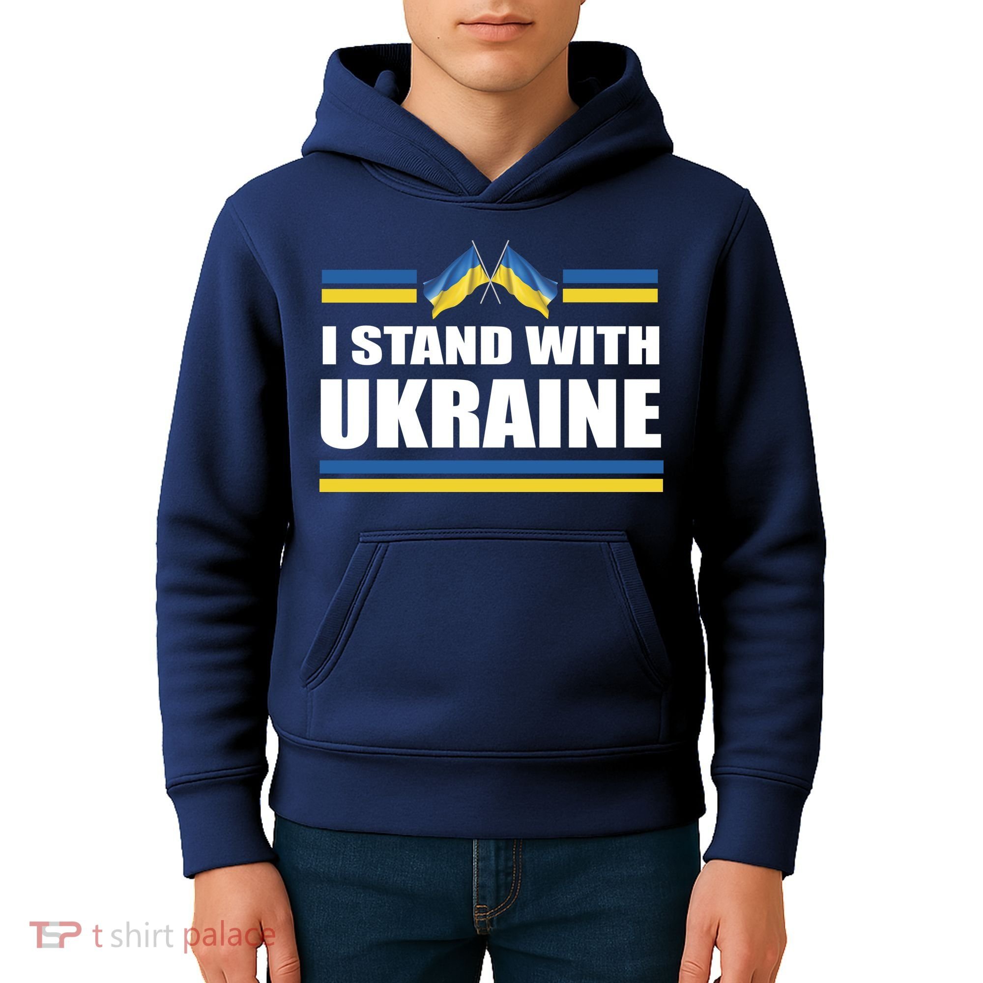I Stand With Ukraine Ukrainian Flags Kids Hoodie