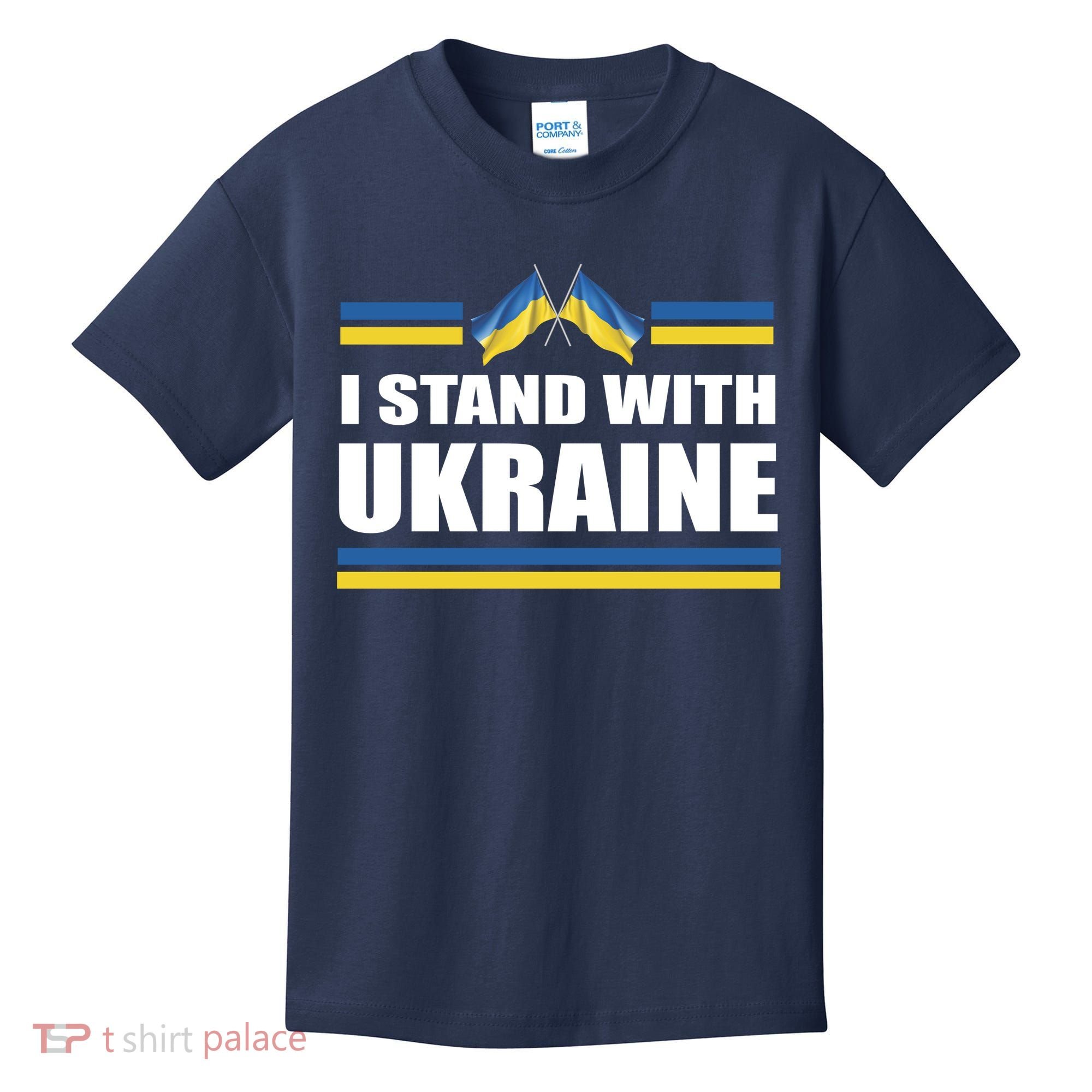I Stand With Ukraine Ukrainian Flags Kids T-Shirt