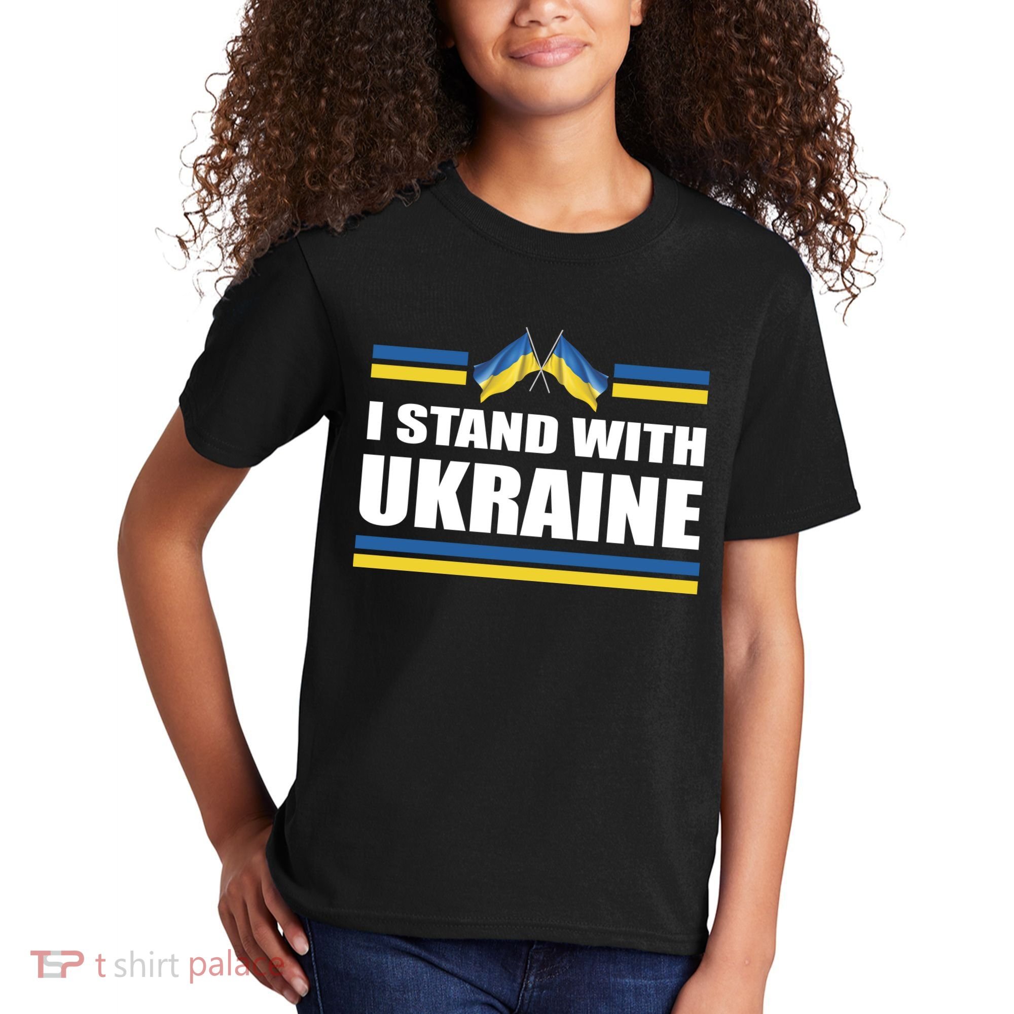 I Stand With Ukraine Ukrainian Flags Kids T-Shirt