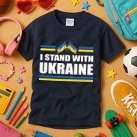 I Stand With Ukraine Ukrainian Flags Kids T-Shirt thumb 3