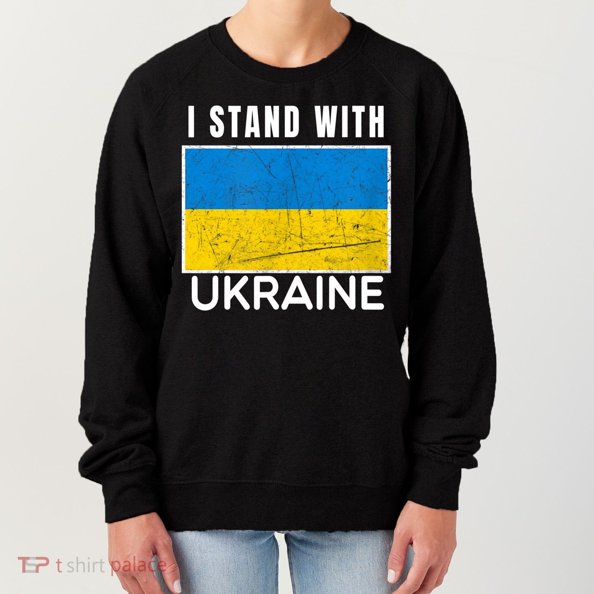 I Stand With Ukraine Flag For Ukrainian Lover Gift Women's Sweatshirt